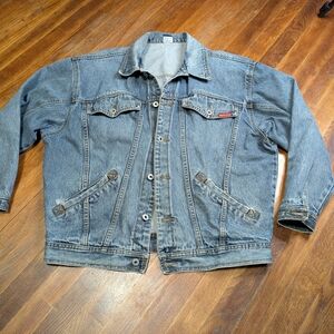 Vintage 80's Jordache Size Large Classic Denim Jean Jacket Trucker Blue Retro